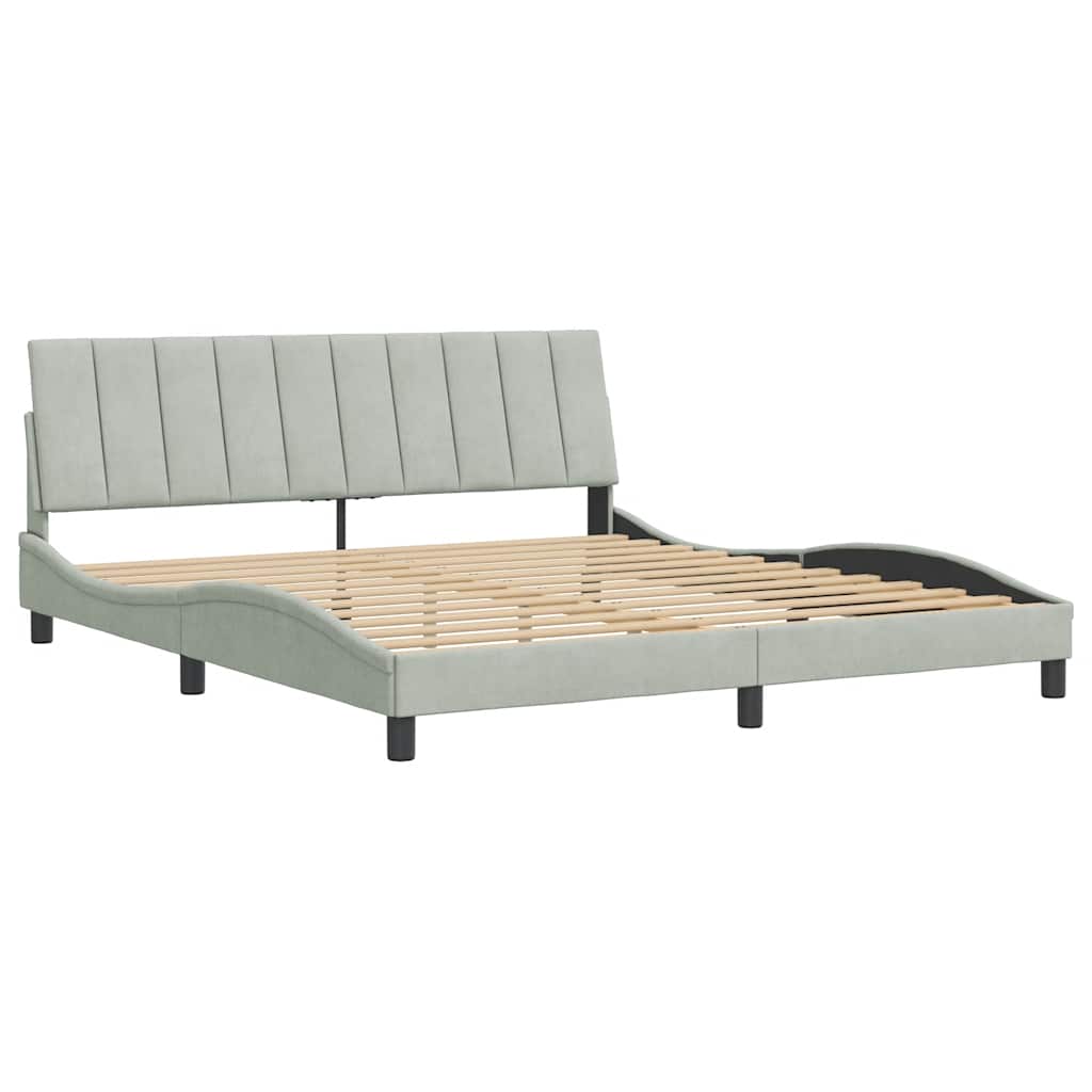 Cadre de lit sans matelas Hanko gris clair 180x200 cm velours