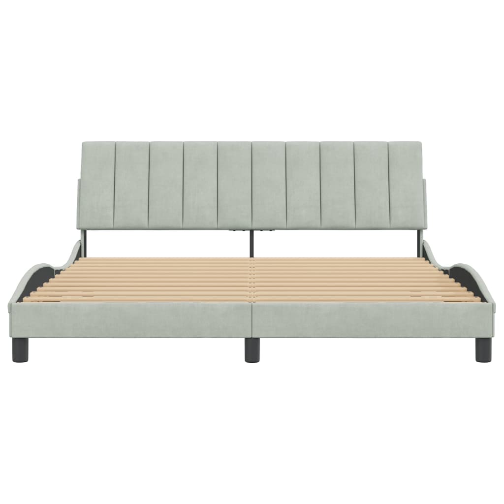 Cadre de lit sans matelas gris clair 180x200 cm velours - XIOS