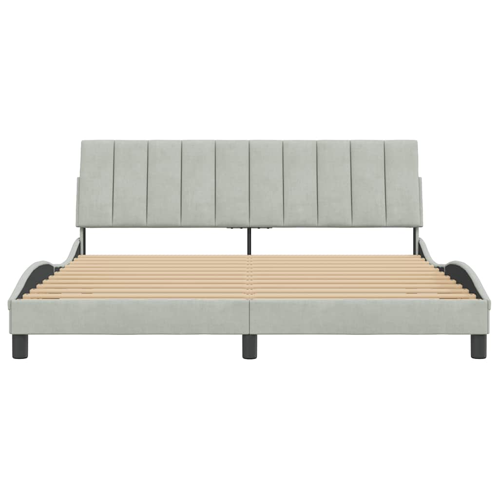 Cadre de lit sans matelas Hanko gris clair 180x200 cm velours