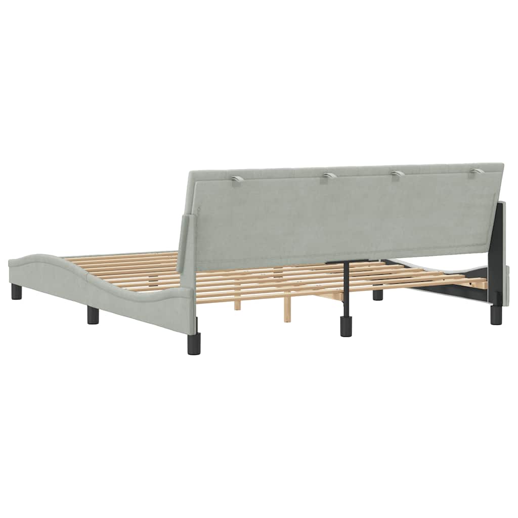 Cadre de lit sans matelas Hanko gris clair 180x200 cm velours