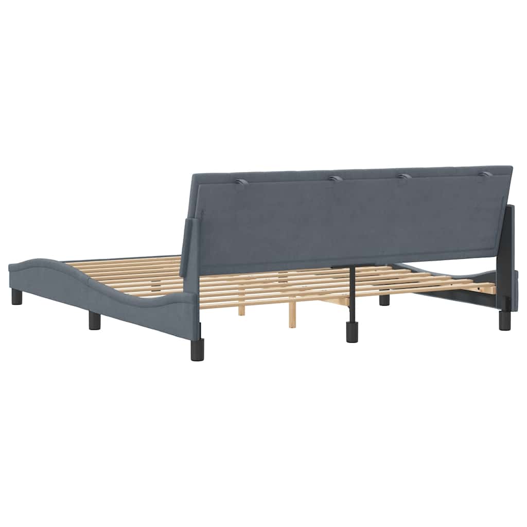 Cadre de lit sans matelas Hanko gris foncé 180x200 cm velours