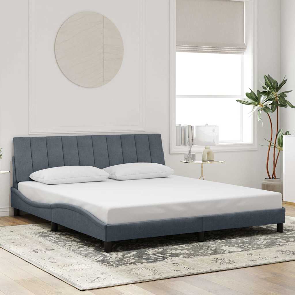 Cadre de lit sans matelas Hanko gris foncé 180x200 cm velours
