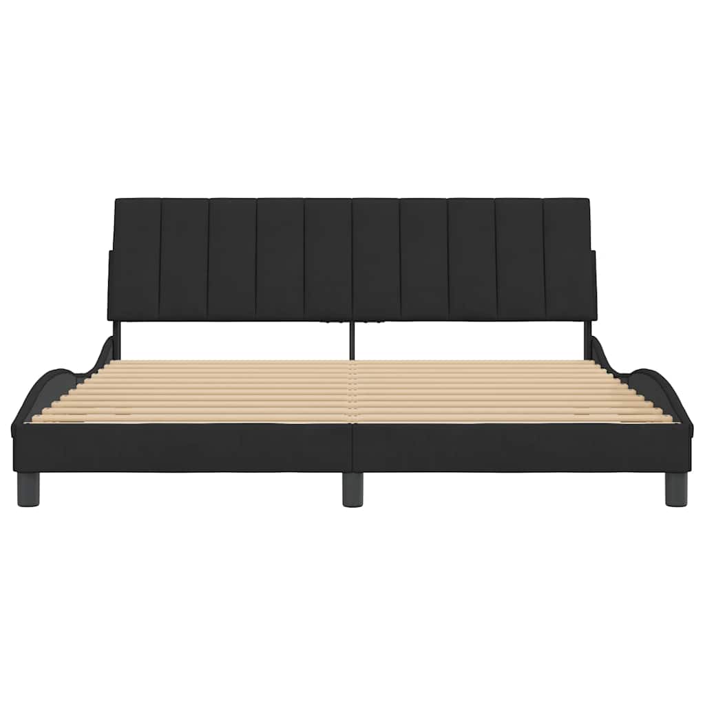 Cadre de lit sans matelas Hanko noir 180x200 cm velours