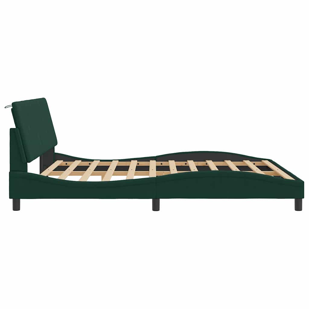 Cadre de lit sans matelas Hanko vert foncé 180x200 cm velours - XIOS