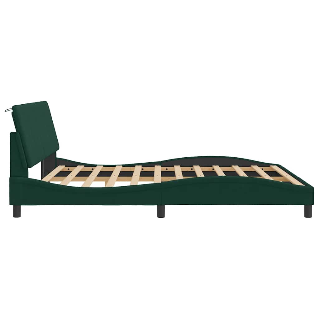 Cadre de lit sans matelas Hanko vert foncé 180x200 cm velours - XIOS