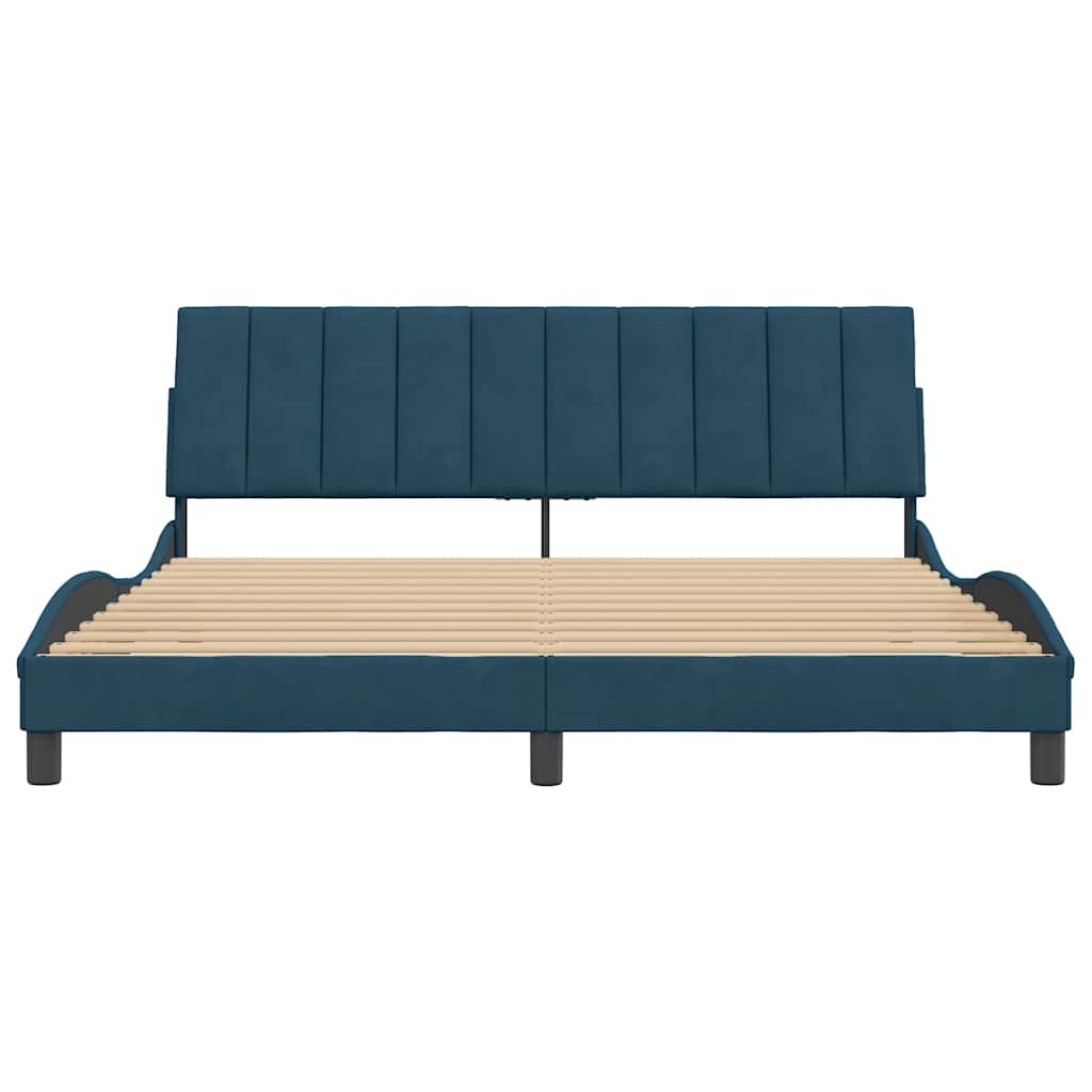 Cadre de lit sans matelas Hanko bleu 180x200 cm velours
