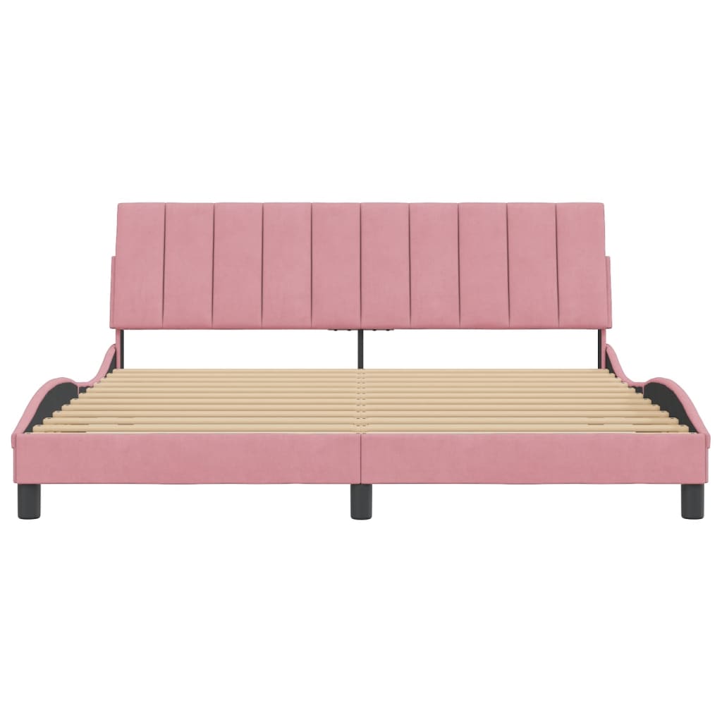 Cadre de lit sans matelas rose 180x200 cm velours - XIOS