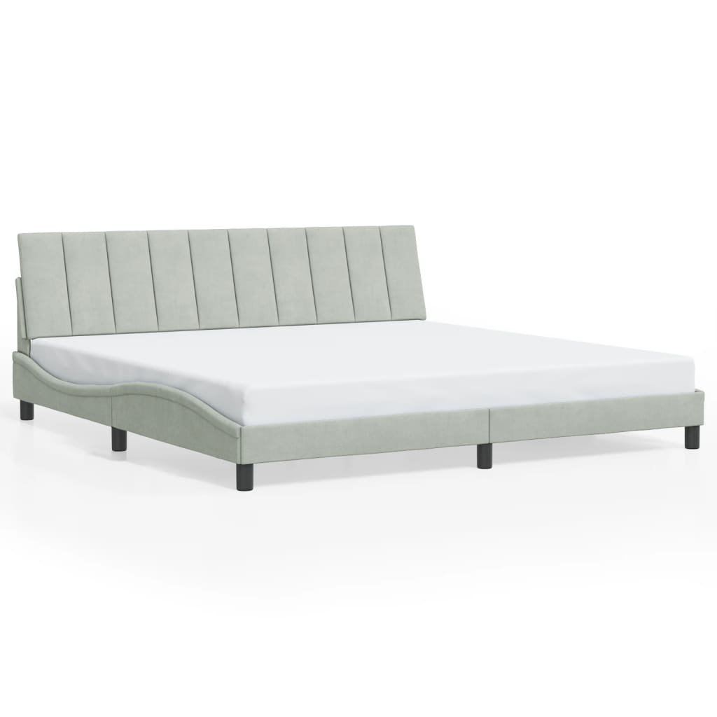 Cadre de lit sans matelas Hanko gris clair 200x200 cm velours - XIOS