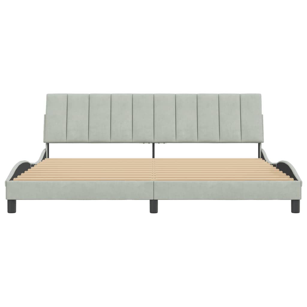 Cadre de lit sans matelas Hanko gris clair 200x200 cm velours - XIOS