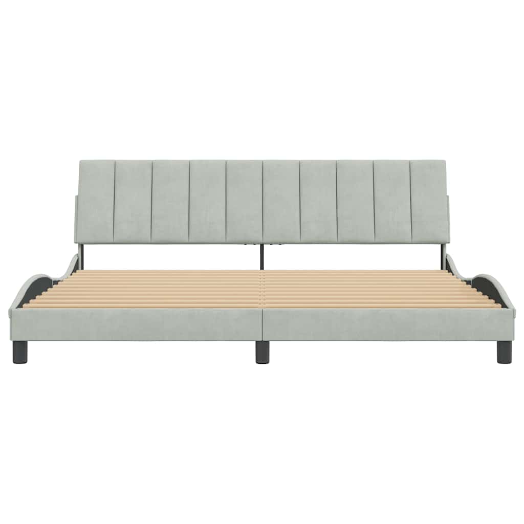 Cadre de lit sans matelas Hanko gris clair 200x200 cm velours - XIOS
