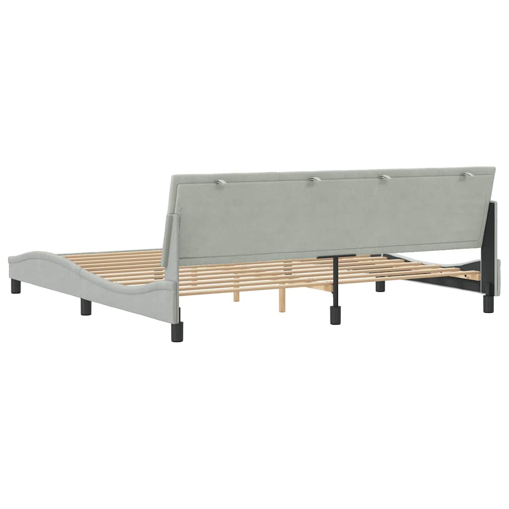 Cadre de lit sans matelas Hanko gris clair 200x200 cm velours - XIOS