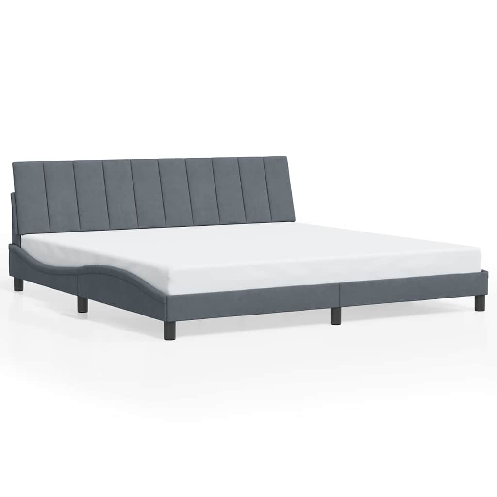 Cadre de lit sans matelas Hanko gris foncé 200x200 cm velours - XIOS