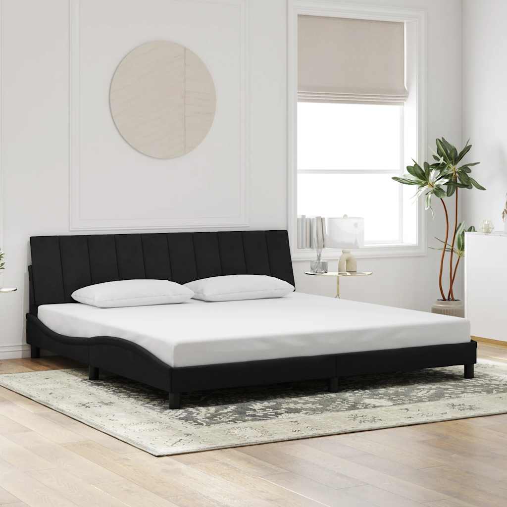 Cadre de lit sans matelas Hanko noir 200x200 cm velours - XIOS