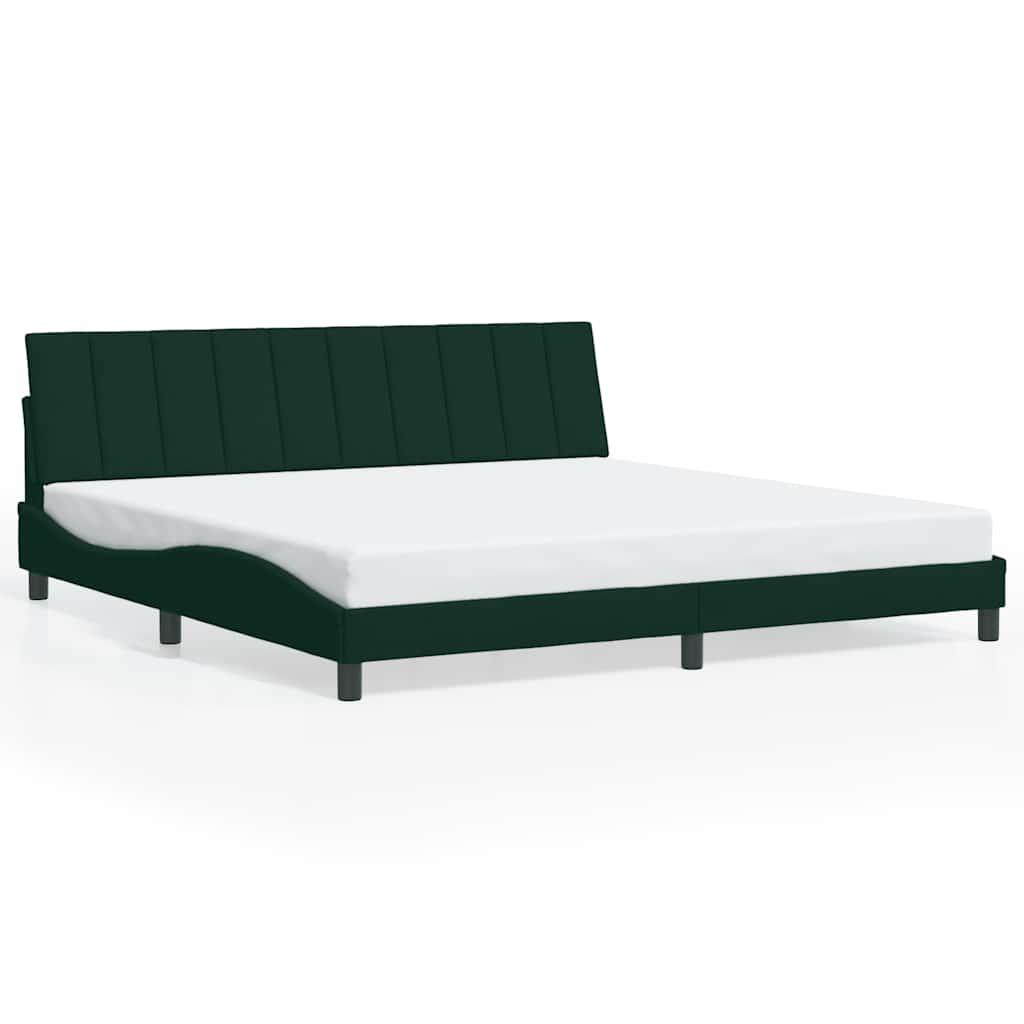 Cadre de lit sans matelas Hanko vert foncé 200x200 cm velours - XIOS