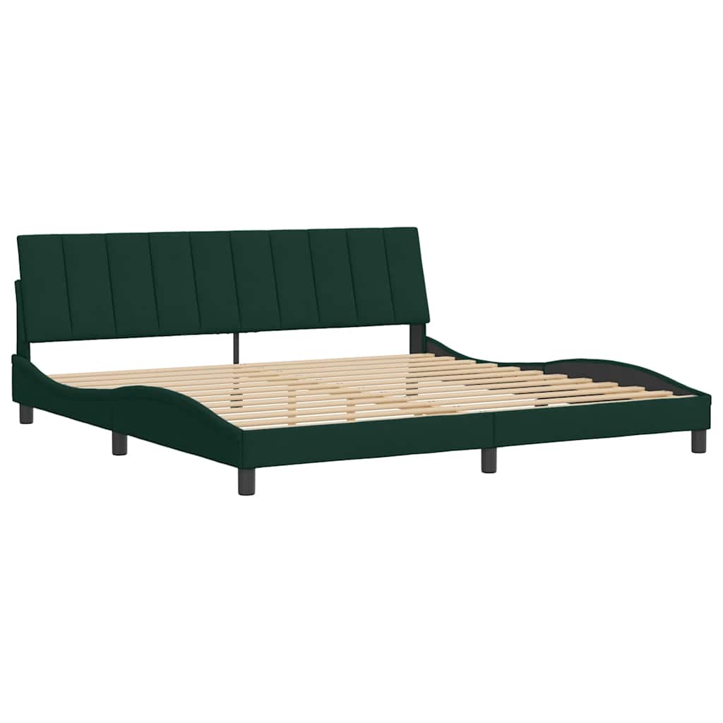 Cadre de lit sans matelas Hanko vert foncé 200x200 cm velours - XIOS
