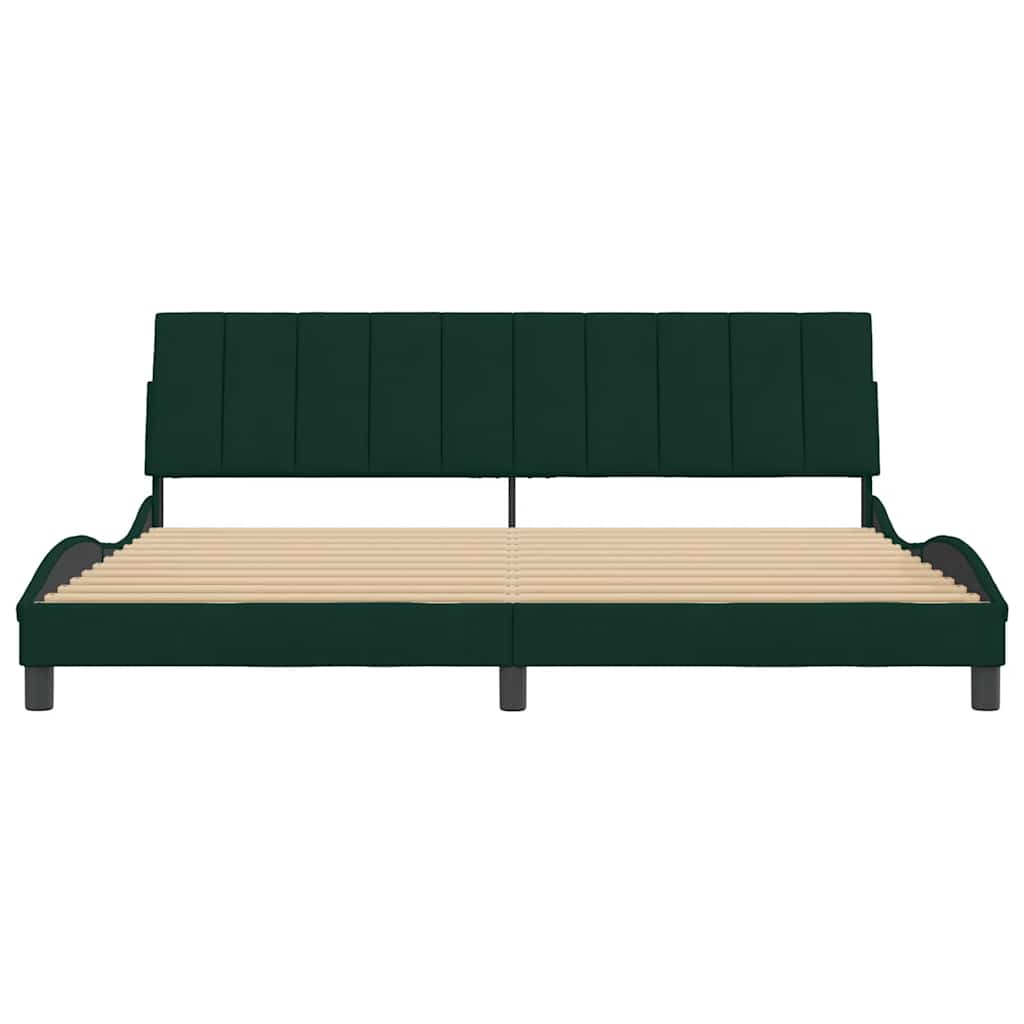 Cadre de lit sans matelas Hanko vert foncé 200x200 cm velours - XIOS