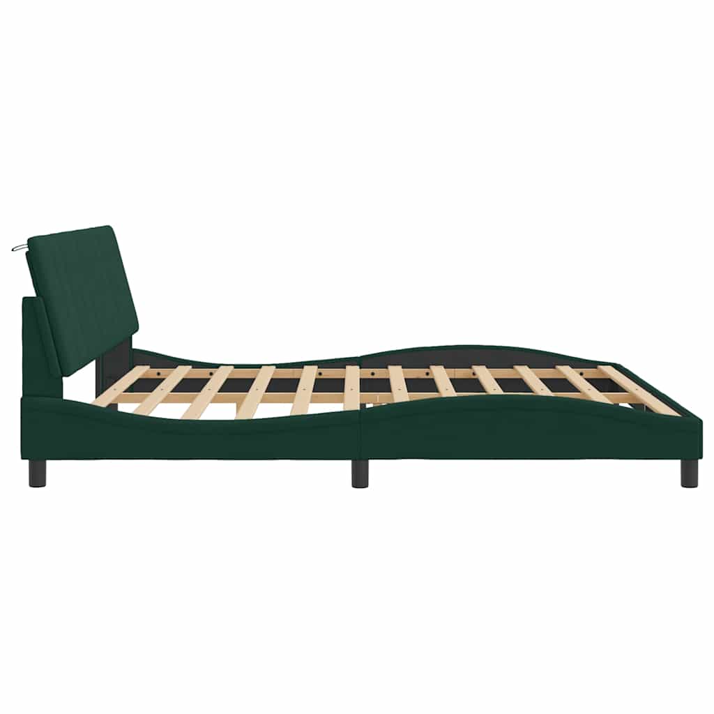 Cadre de lit sans matelas Hanko vert foncé 200x200 cm velours - XIOS