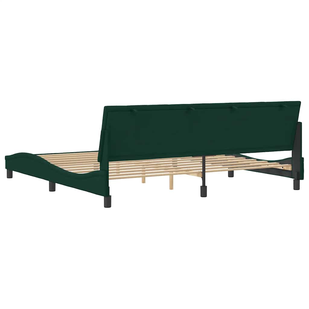 Cadre de lit sans matelas Hanko vert foncé 200x200 cm velours - XIOS