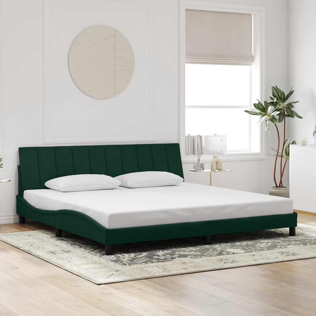 Cadre de lit sans matelas Hanko vert foncé 200x200 cm velours - XIOS
