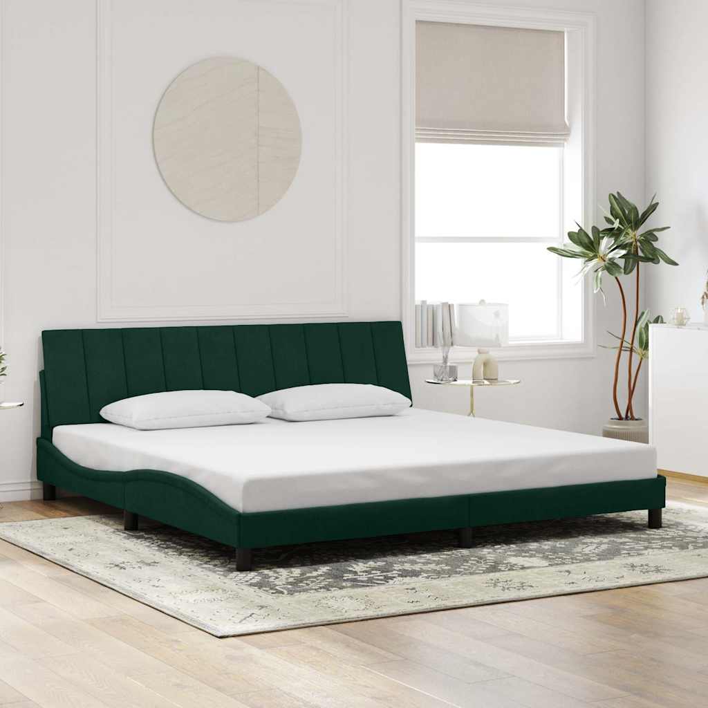 Cadre de lit sans matelas Hanko vert foncé 200x200 cm velours - XIOS