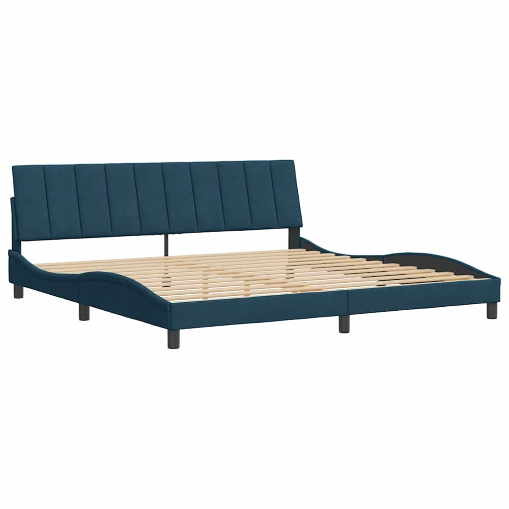 Cadre de lit sans matelas Hanko bleu 200x200 cm velours - XIOS