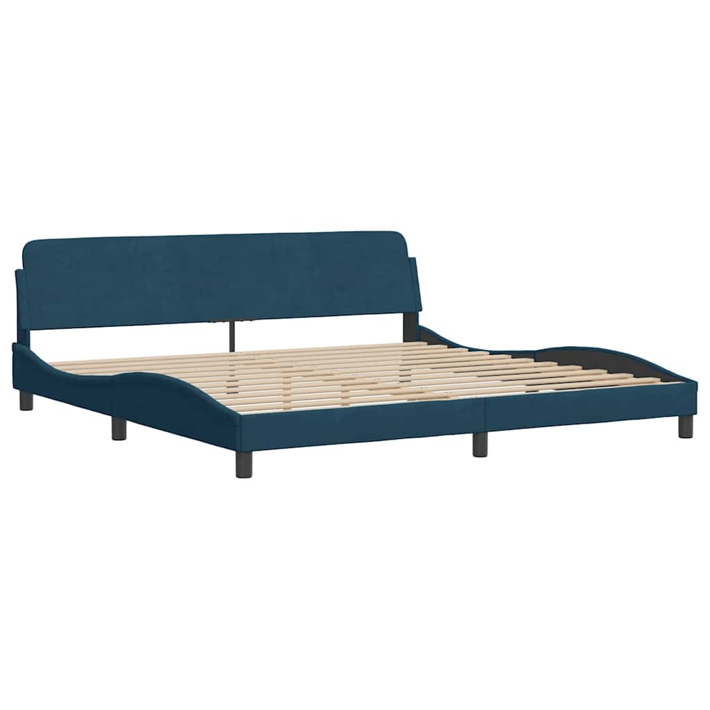 Cadre de lit sans matelas Hanko bleu 200x200 cm velours - XIOS
