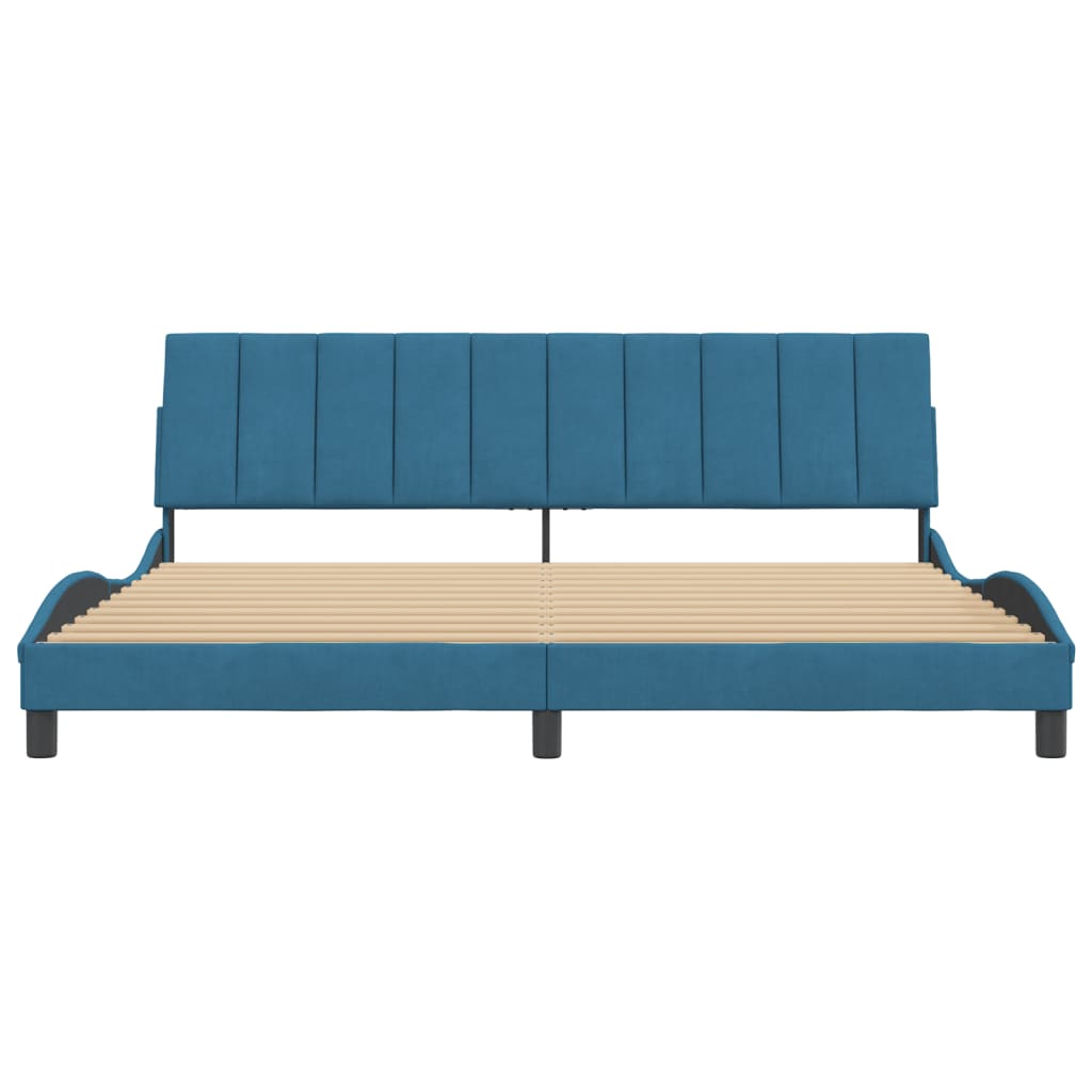Cadre de lit sans matelas Hanko bleu 200x200 cm velours - XIOS