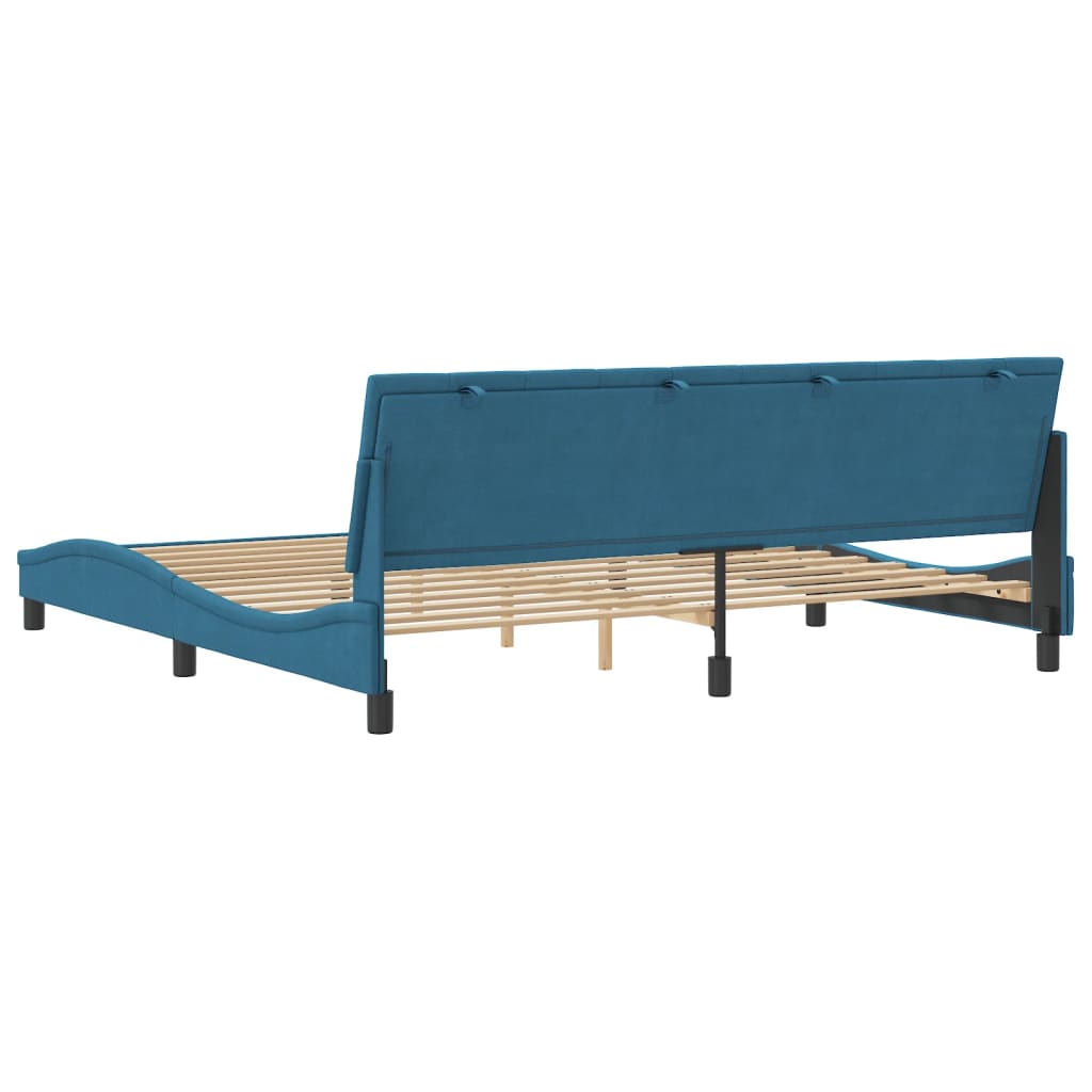 Cadre de lit sans matelas Hanko bleu 200x200 cm velours - XIOS
