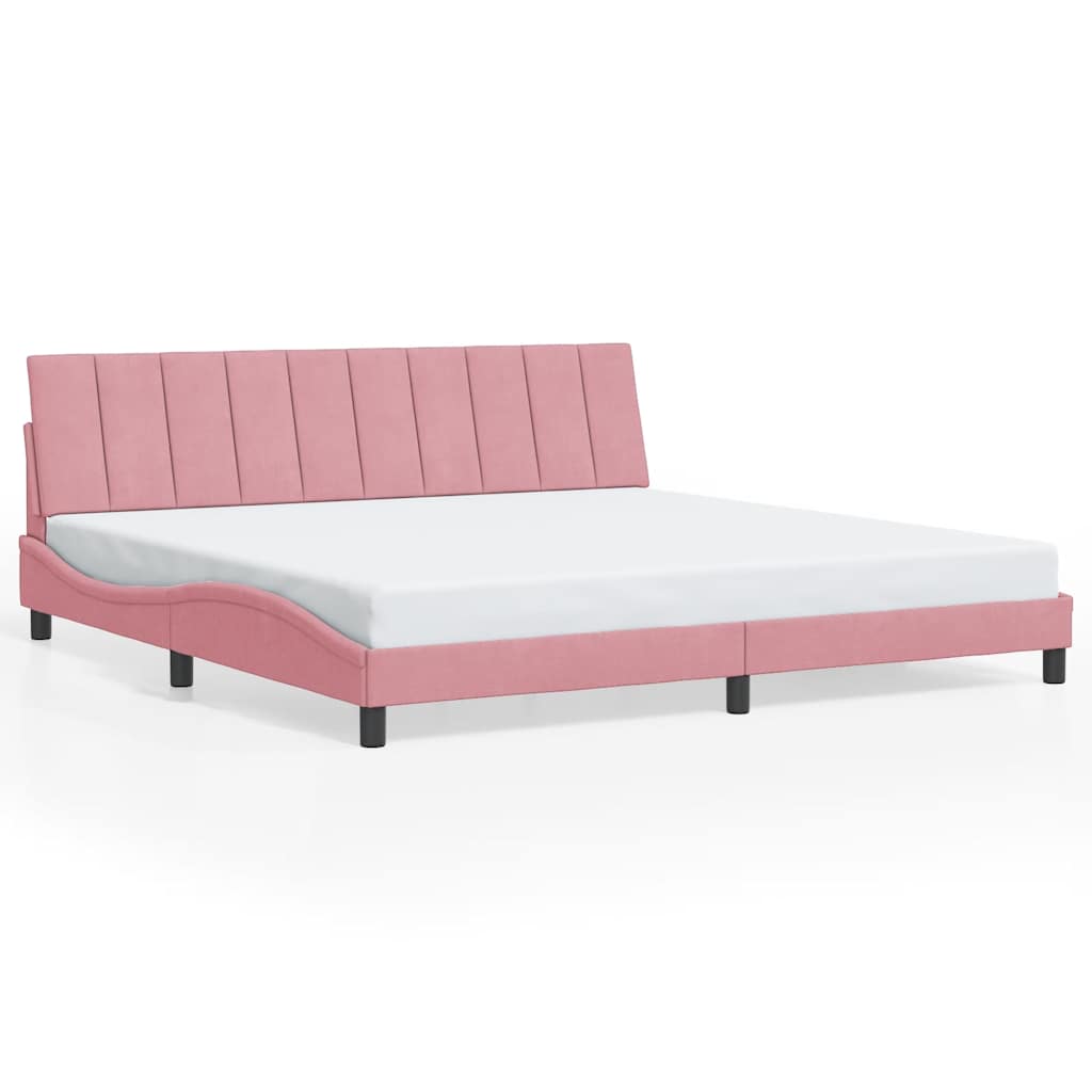 Cadre de lit sans matelas Hanko rose 200x200 cm velours - XIOS