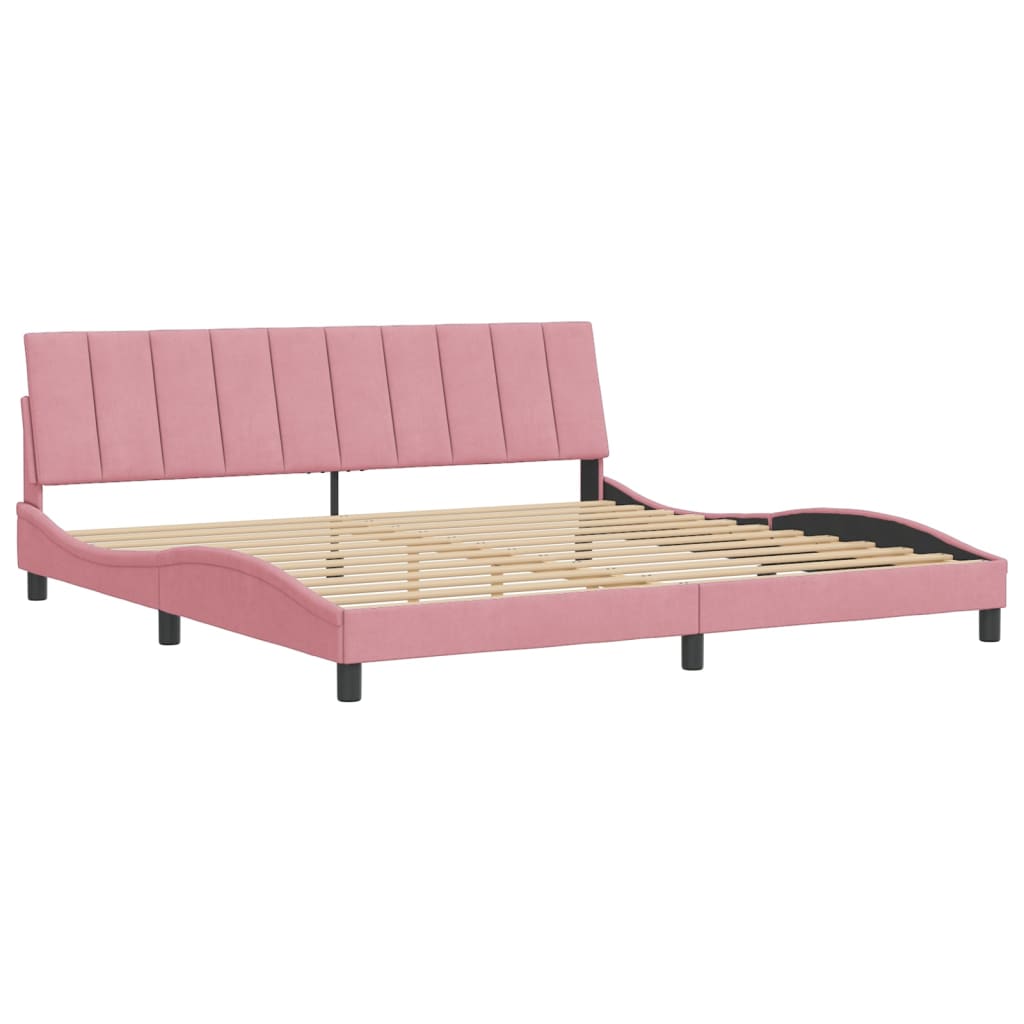 Cadre de lit sans matelas Hanko rose 200x200 cm velours - XIOS