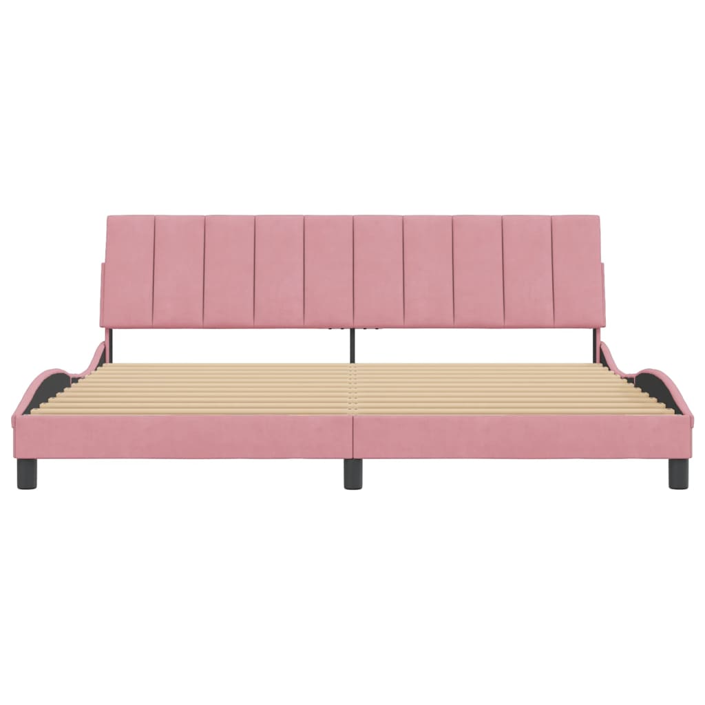 Cadre de lit sans matelas Hanko rose 200x200 cm velours - XIOS