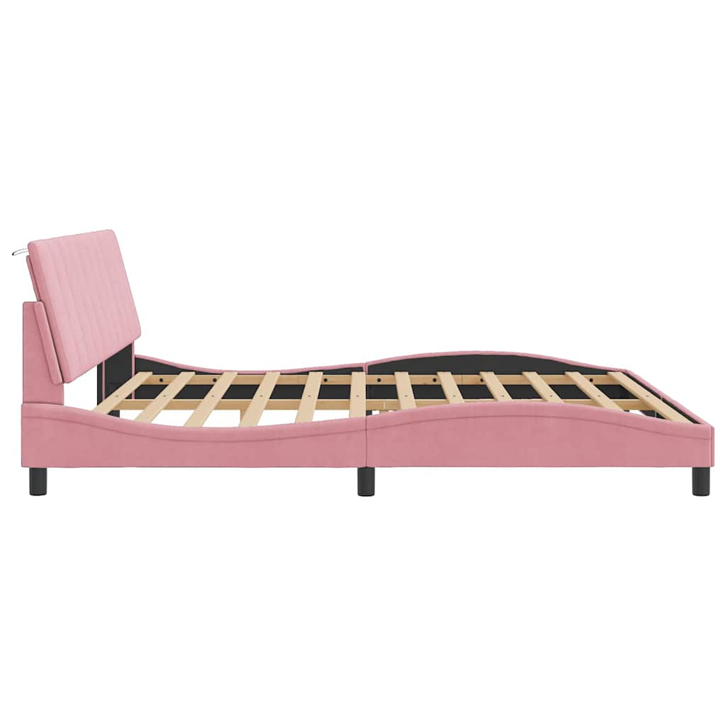 Cadre de lit sans matelas Hanko rose 200x200 cm velours - XIOS