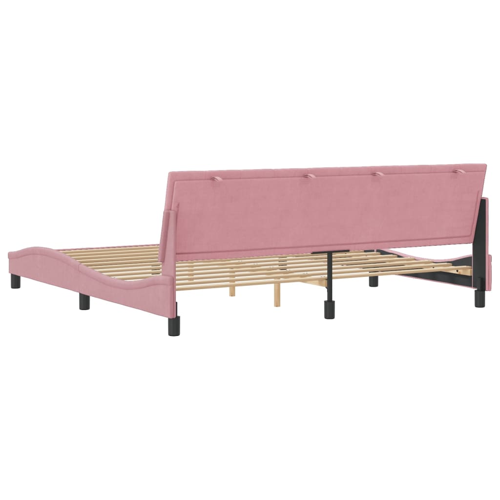 Cadre de lit sans matelas Hanko rose 200x200 cm velours - XIOS