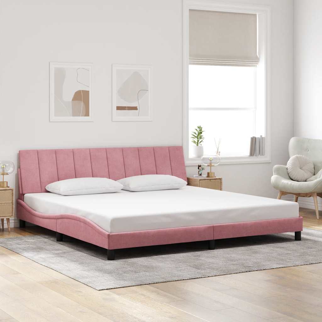 Cadre de lit sans matelas Hanko rose 200x200 cm velours - XIOS