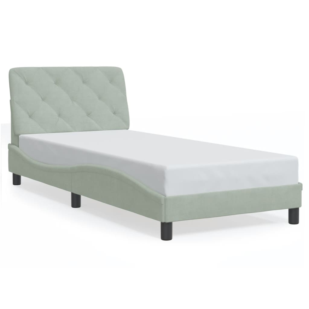 Cadre de lit sans matelas gris clair 80x200 cm velours - XIOS
