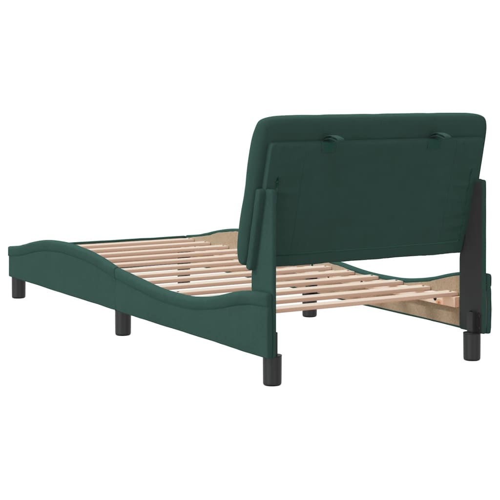 Cadre de lit sans matelas vert foncé 80x200 cm velours - XIOS