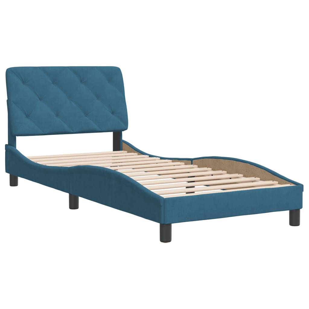 Cadre de lit sans matelas bleu 80x200 cm velours - XIOS
