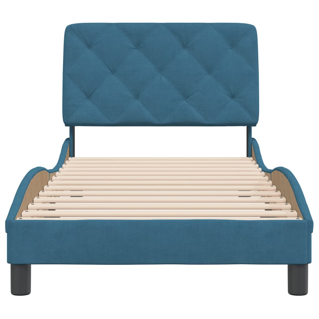 Cadre de lit sans matelas bleu 80x200 cm velours - XIOS