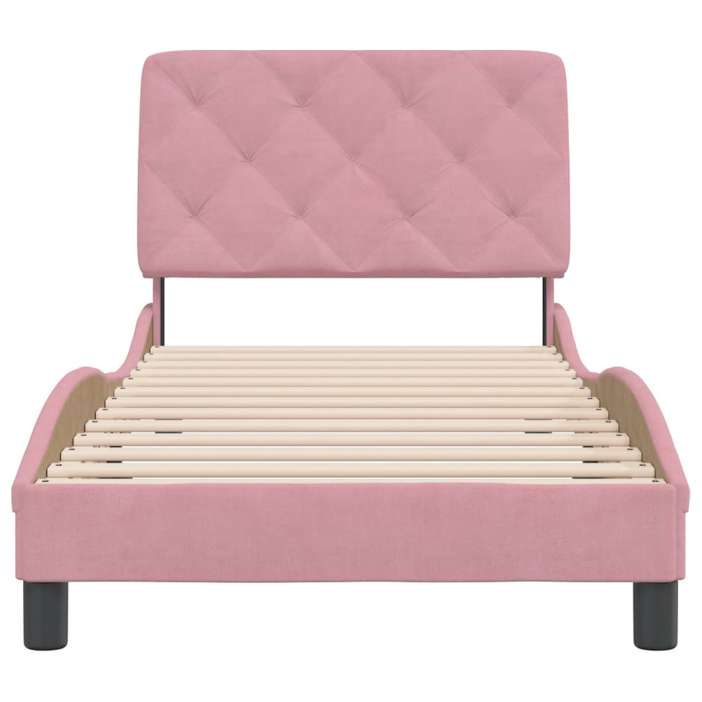 Cadre de lit sans matelas rose 80x200 cm velours - XIOS