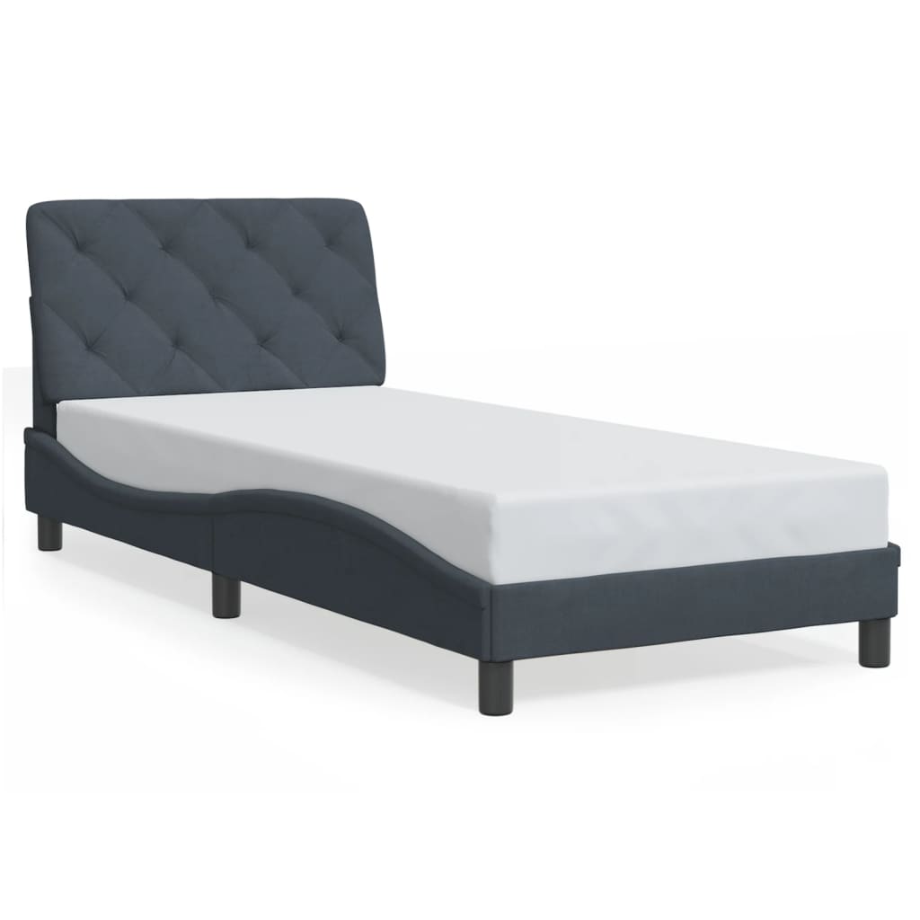 Cadre de lit sans matelas gris foncé 90x190 cm velours - XIOS