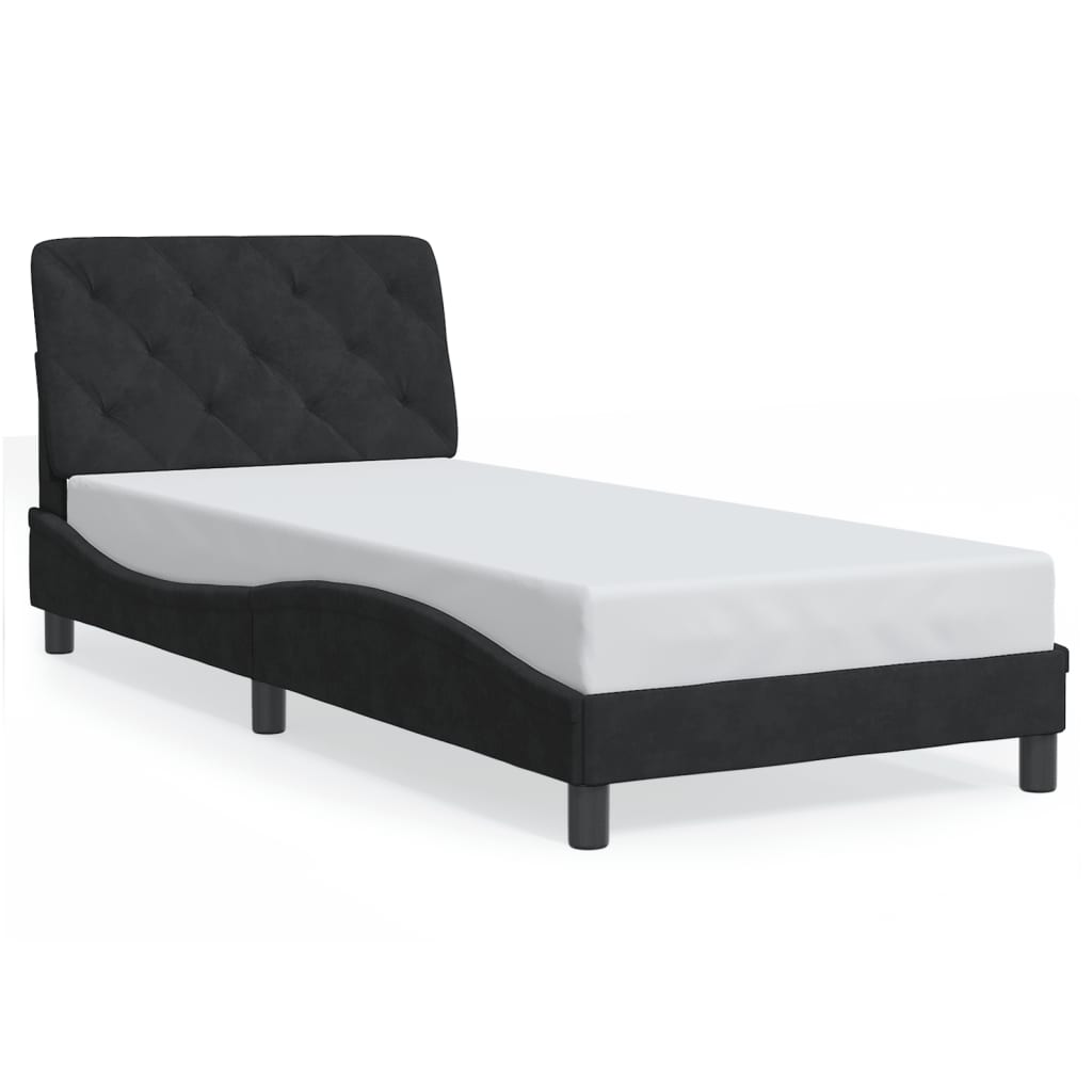 Cadre de lit sans matelas noir 90x190 cm velours - XIOS