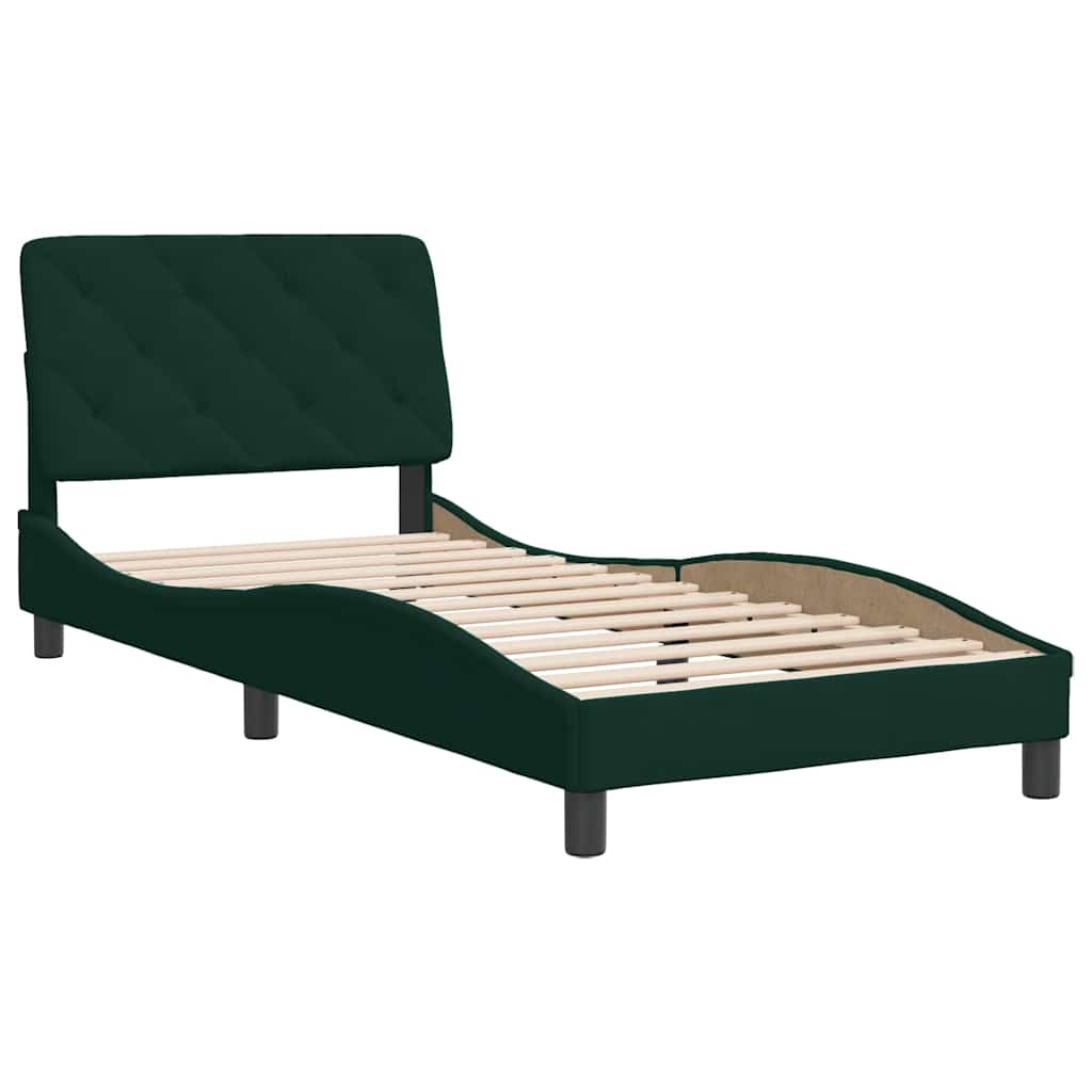 Cadre de lit sans matelas vert foncé 90x190 cm velours - XIOS