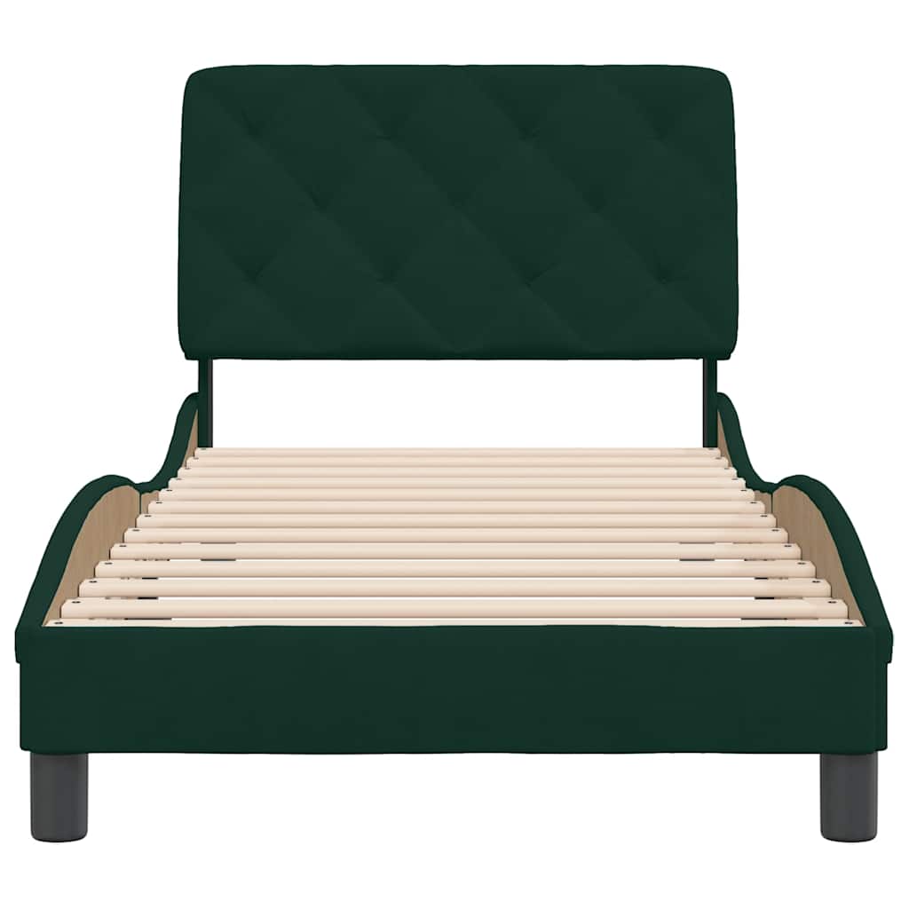 Cadre de lit sans matelas vert foncé 90x190 cm velours - XIOS