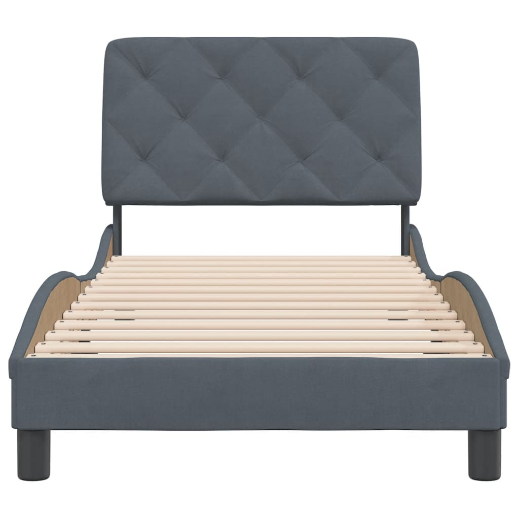 Cadre de lit sans matelas gris foncé 90x200 cm velours - XIOS
