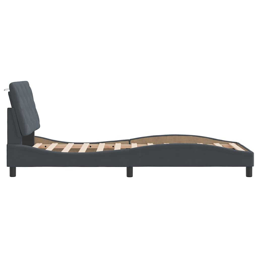 Cadre de lit sans matelas gris foncé 90x200 cm velours - XIOS