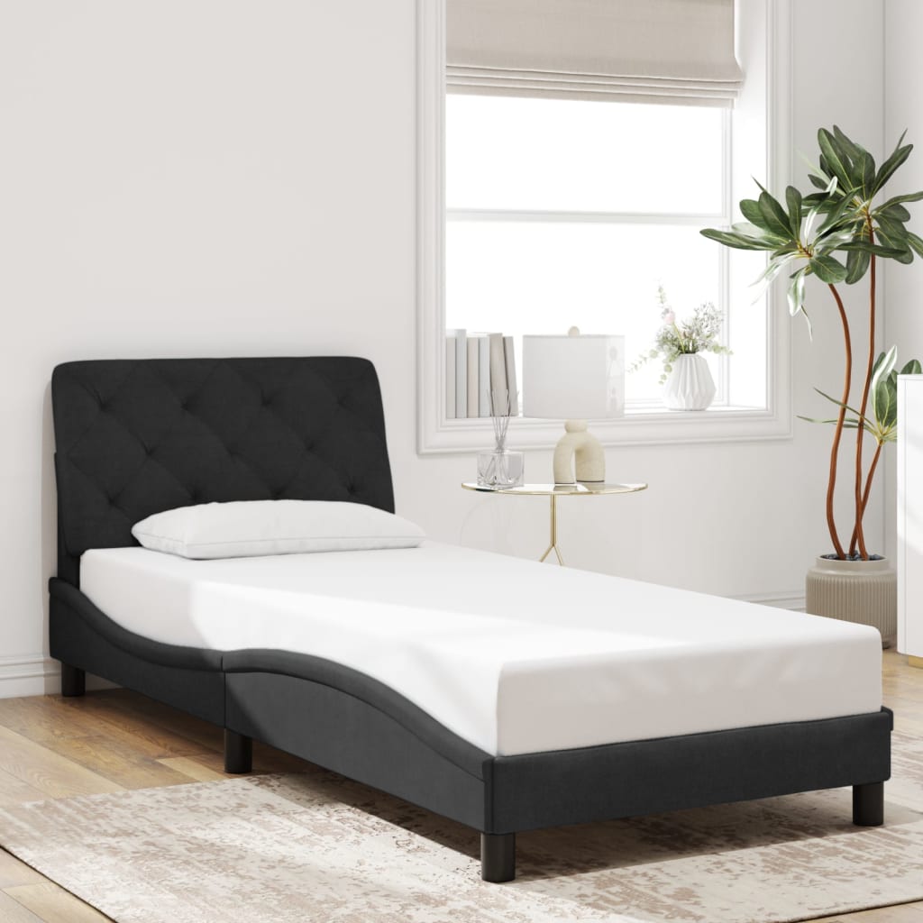 Cadre de lit sans matelas noir 90x200 cm velours - XIOS