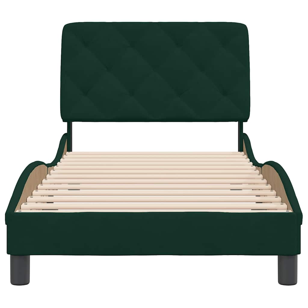 Cadre de lit sans matelas vert foncé 90x200 cm velours - XIOS