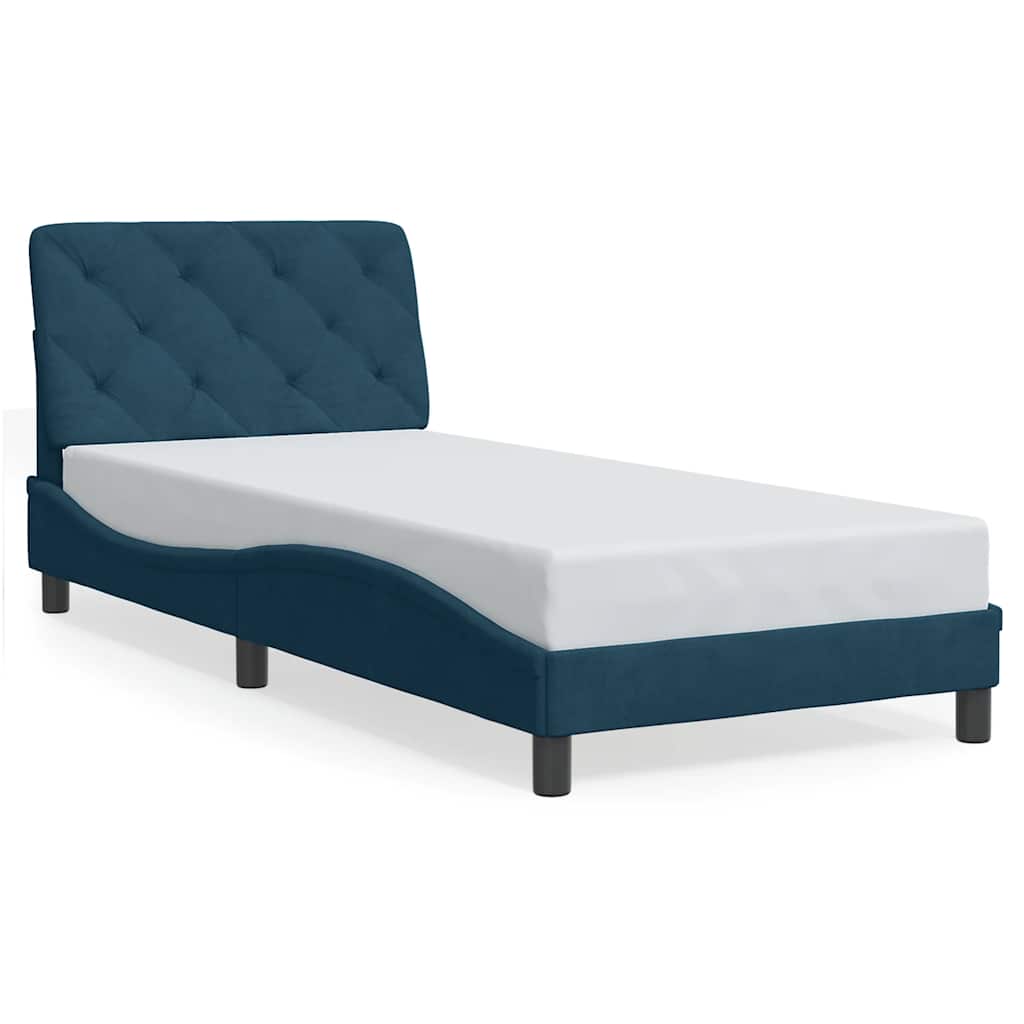 Cadre de lit sans matelas bleu 90x200 cm velours - XIOS