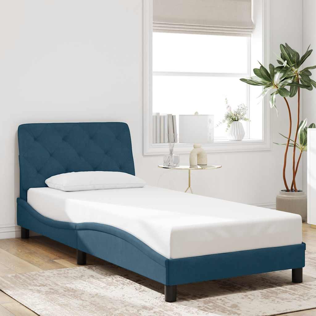 Cadre de lit sans matelas bleu 90x200 cm velours - XIOS