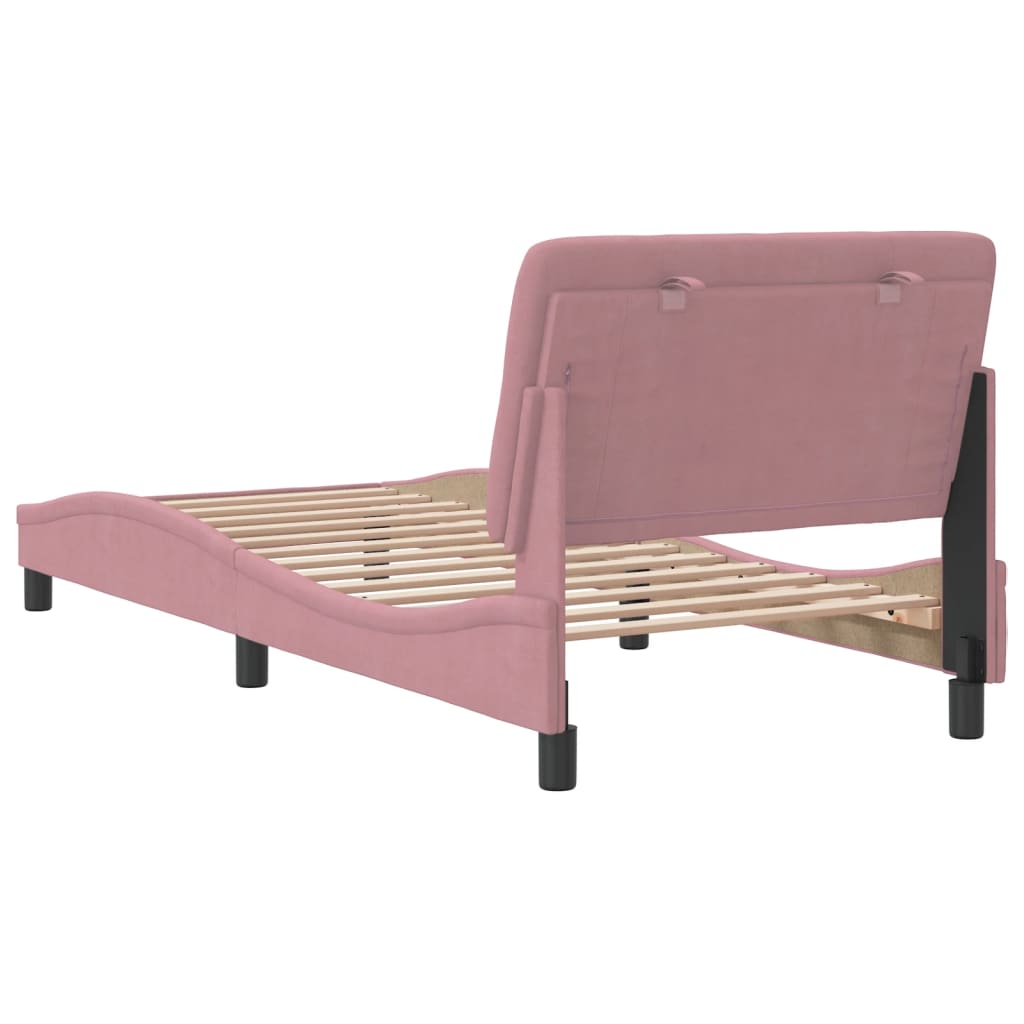 Cadre de lit sans matelas rose 90x200 cm velours - XIOS